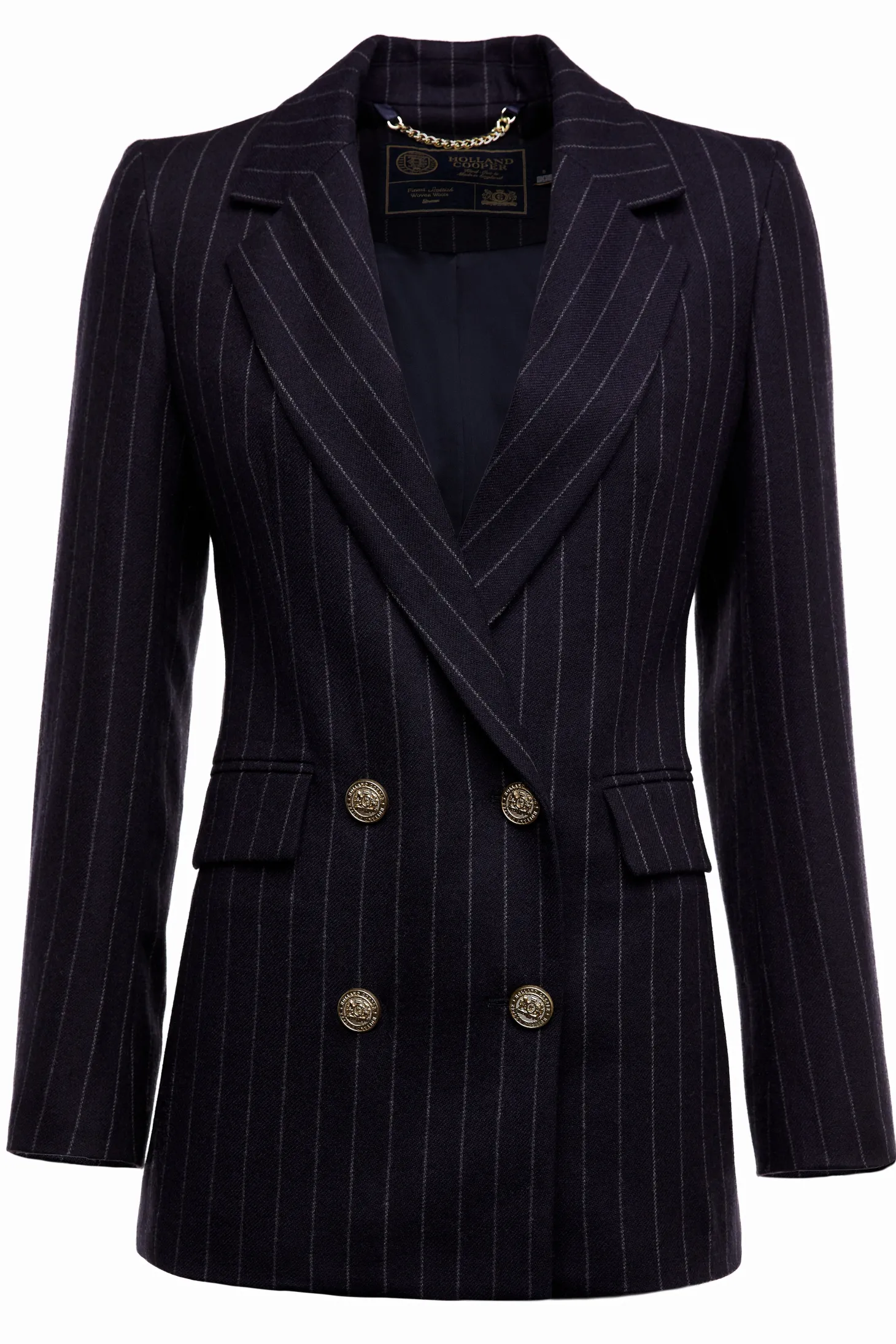 Double Breasted Blazer (Navy Chalk Pinstripe)