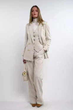 Double Breasted Blazer (Natural Linen)