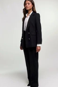 Double Breasted Blazer (Navy Chalk Pinstripe)