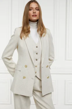 Double Breasted Blazer (Natural Linen)