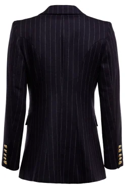 Double Breasted Blazer (Navy Chalk Pinstripe)