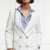 Double Breasted Blazer (Oyster Linen Pinstripe)