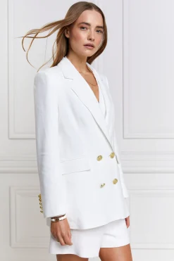 Double Breasted Blazer (Oyster Linen)