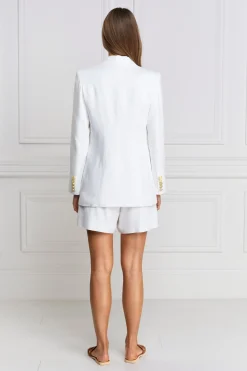Double Breasted Blazer (Oyster Linen)