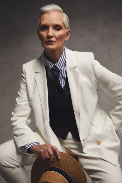 Double Breasted Blazer (Oyster Linen)