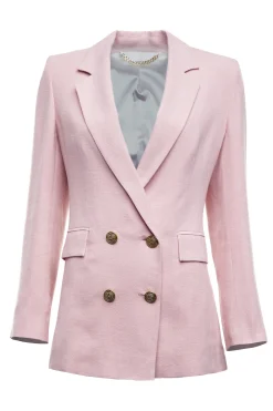Double Breasted Blazer (Pink Linen)