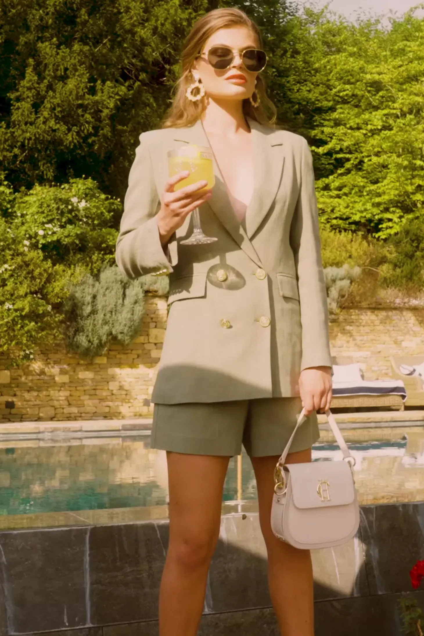 Double Breasted Blazer (Sage Linen)
