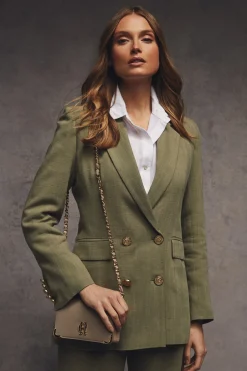 Double Breasted Blazer (Sage Linen)