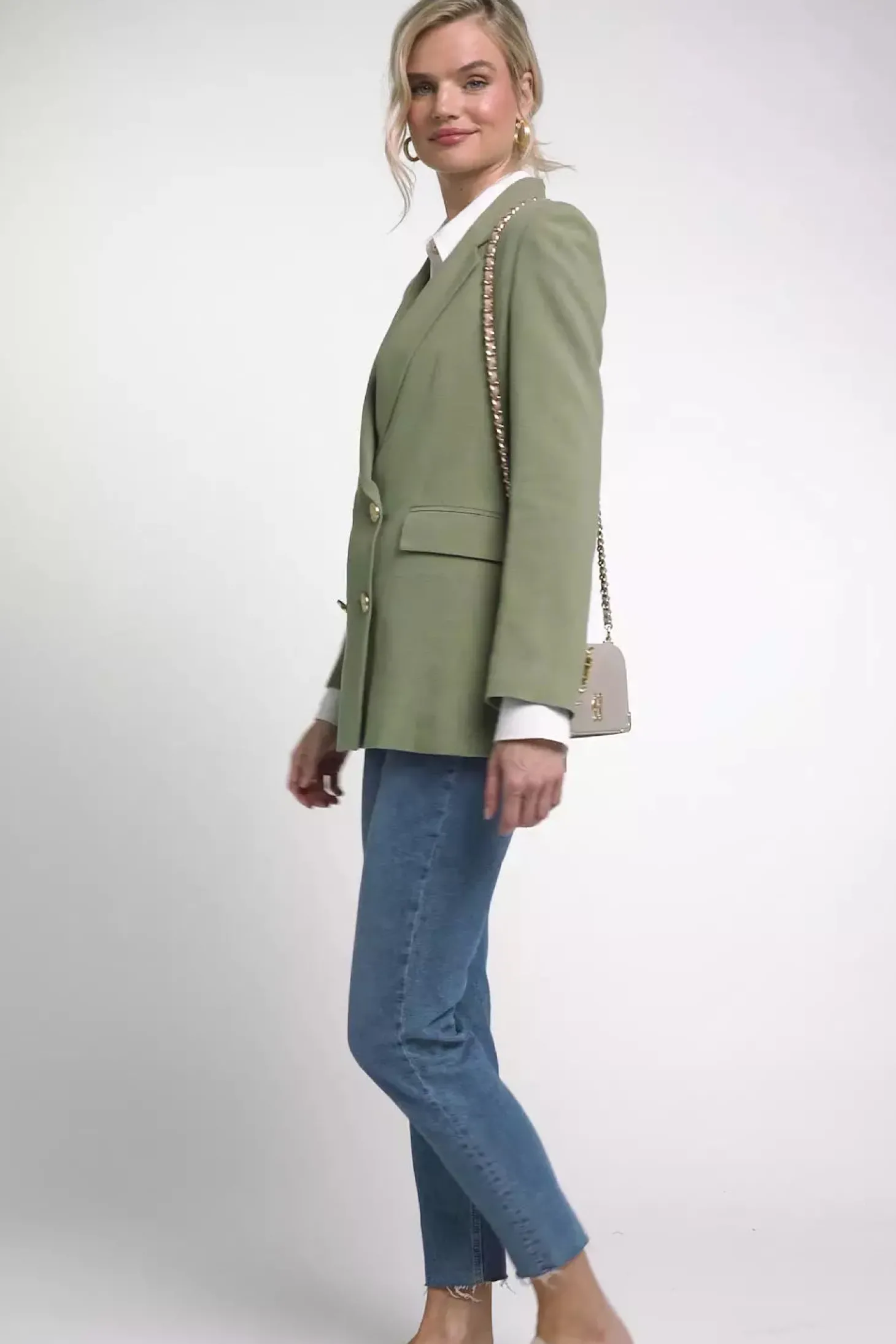 Double Breasted Blazer (Sage Linen)
