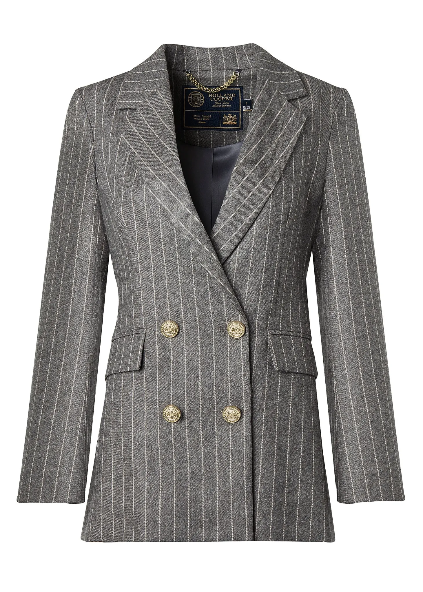 Double Breasted Blazer (Soft Grey Pinstripe)