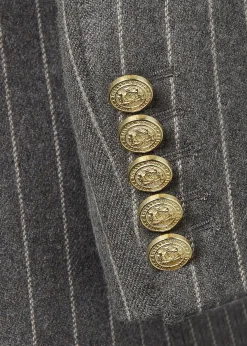 Double Breasted Blazer (Soft Grey Pinstripe)