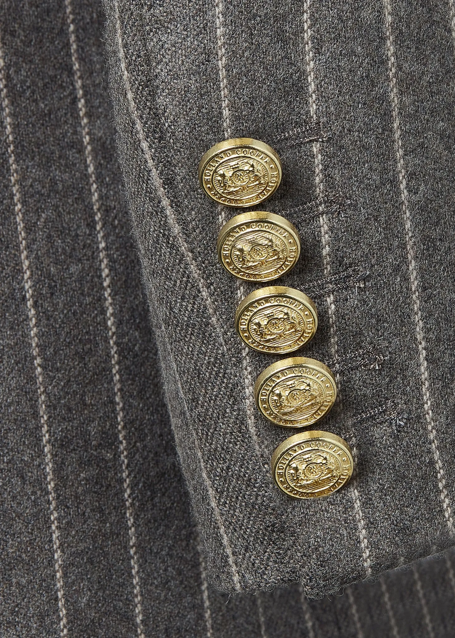 Double Breasted Blazer (Soft Grey Pinstripe)