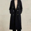 Double Breasted Coat (Dark Navy Pinstripe)