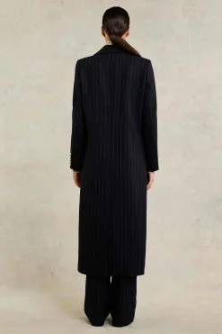 Double Breasted Coat (Dark Navy Pinstripe)