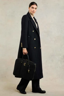 Double Breasted Coat (Dark Navy Pinstripe)