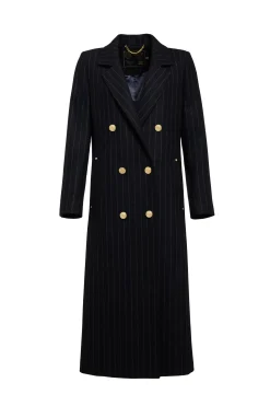 Double Breasted Coat (Dark Navy Pinstripe)