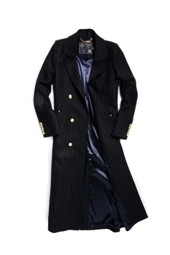 Double Breasted Coat (Dark Navy Pinstripe)