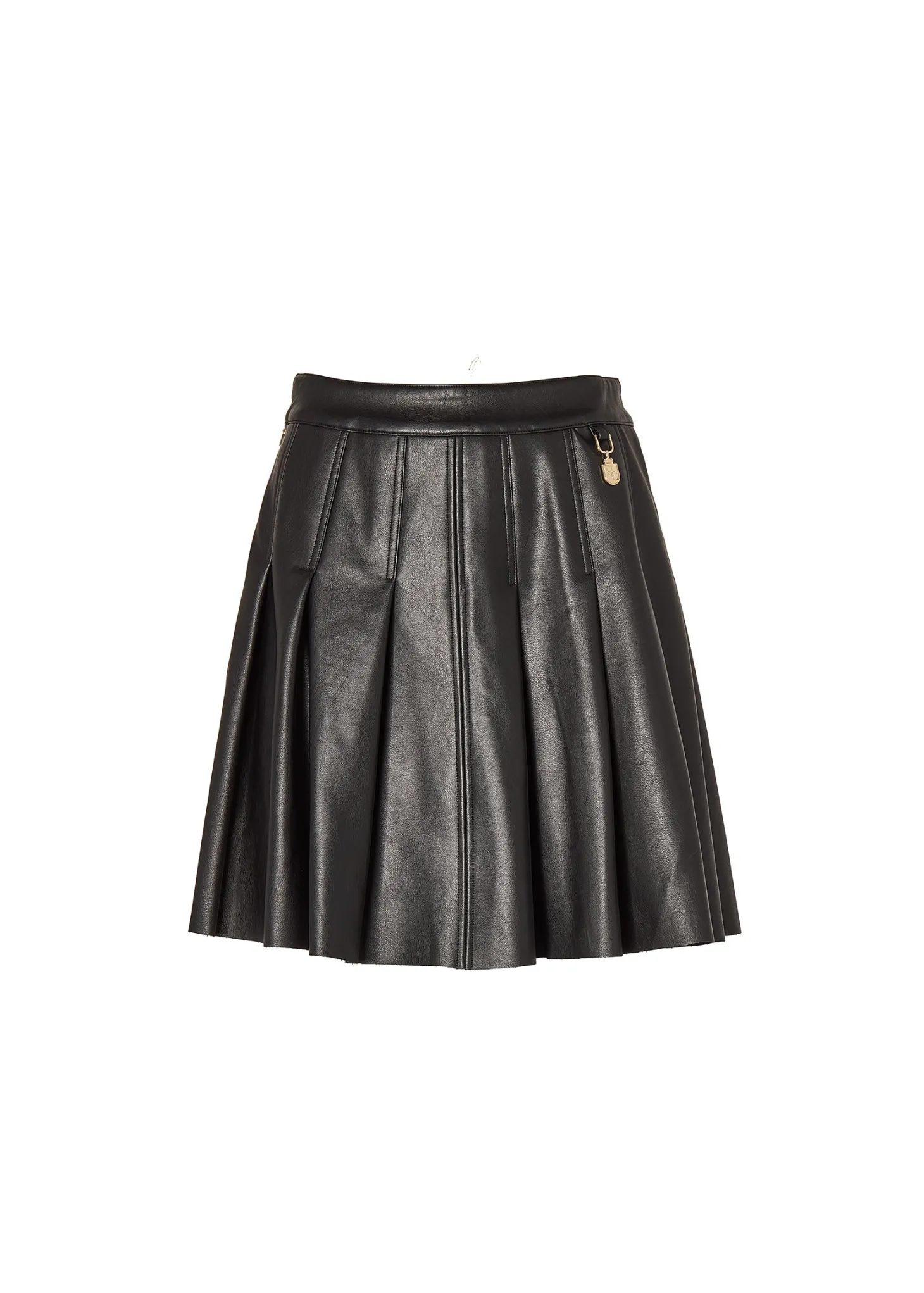 Faux Leather Pleated Mini Skirt (Black)