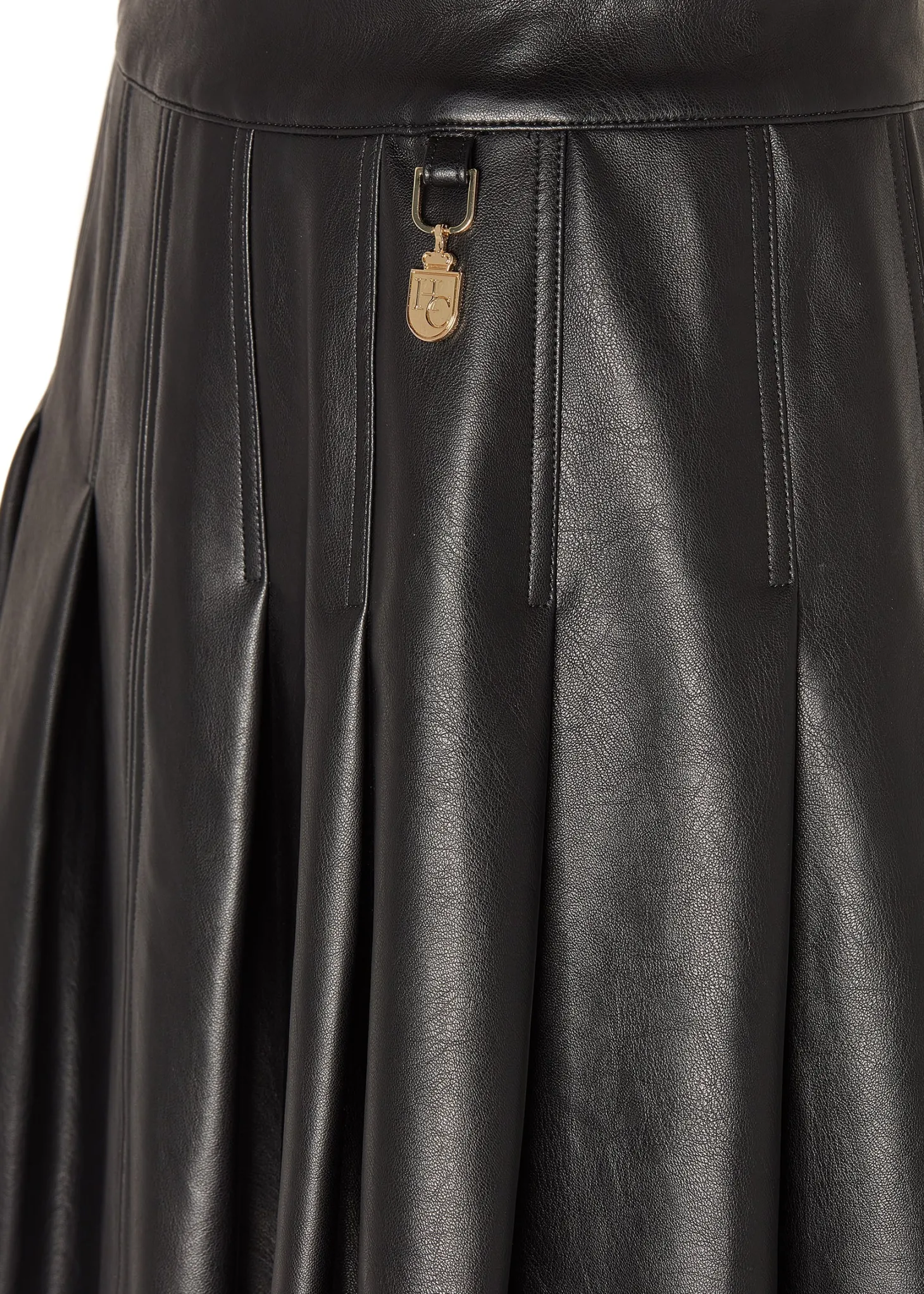 Faux Leather Pleated Mini Skirt (Black)