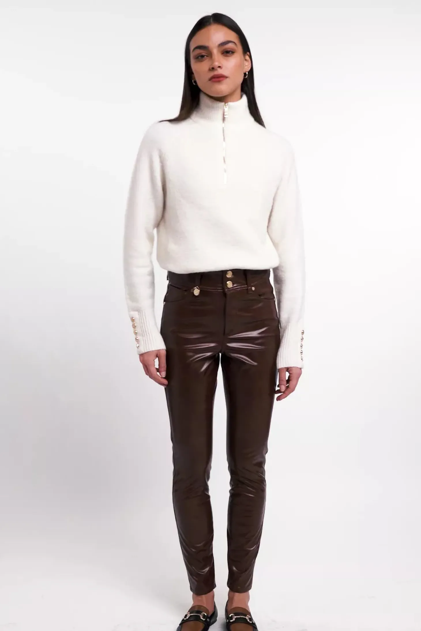 Faux Leather Skinny Jean (Burnished Tan)