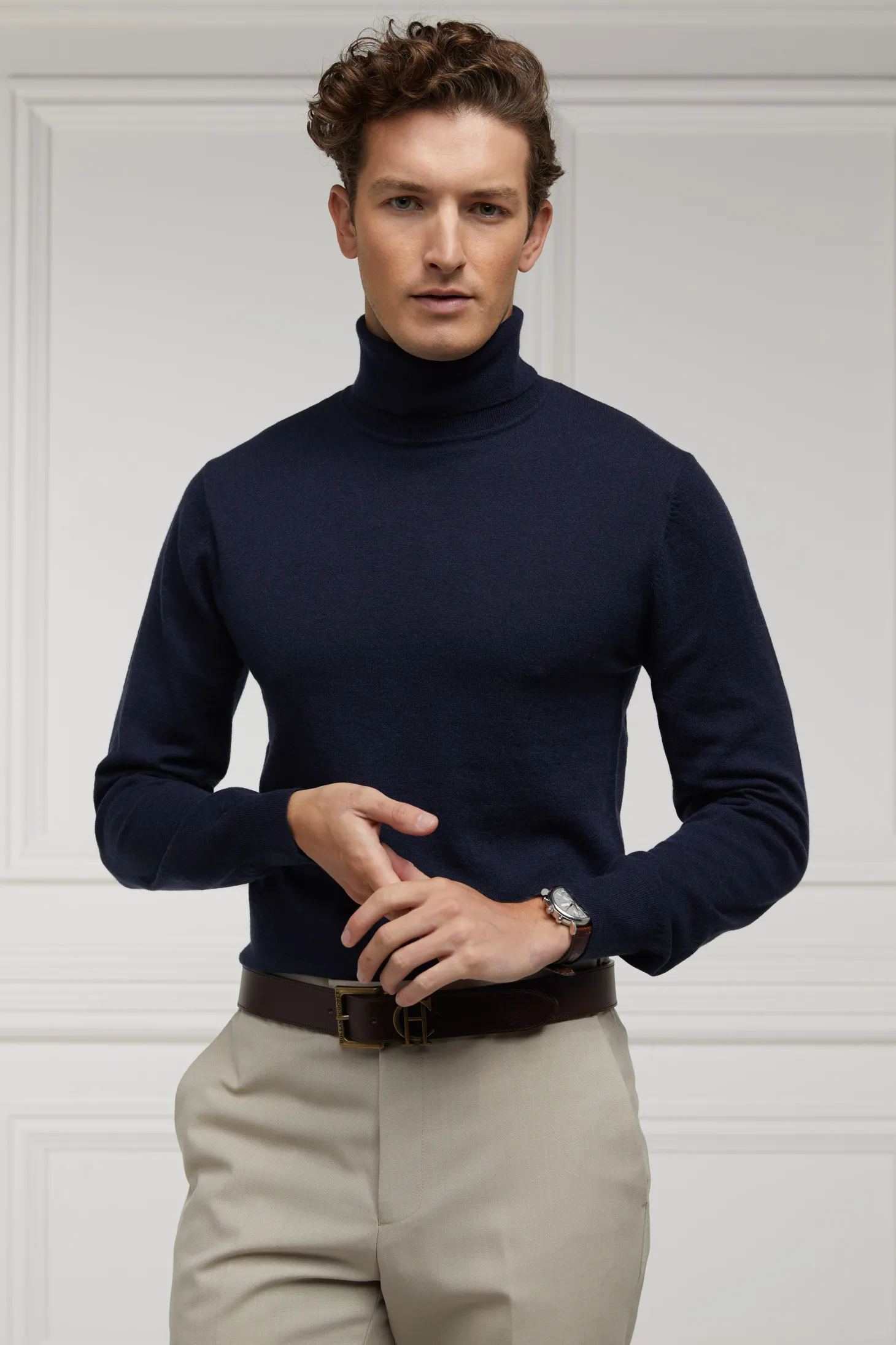 Fine Roll Neck Knit (Navy)