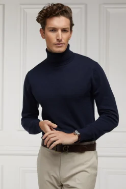 Fine Roll Neck Knit (Navy)