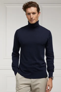 Fine Roll Neck Knit (Navy)