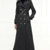 Full Length Chelsea Trench Coat (Large Scale Charcoal Houndstooth)