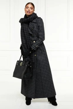 Full Length Chelsea Trench Coat (Large Scale Charcoal Houndstooth)
