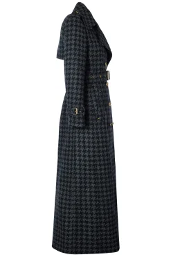 Full Length Chelsea Trench Coat (Large Scale Charcoal Houndstooth)