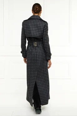 Full Length Chelsea Trench Coat (Large Scale Charcoal Houndstooth)