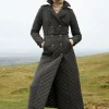 Full Length Enstone Quilted Trench Coat (Dark Olive)