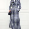 Full Length Marlborough Trench Coat (Large Scale Navy Houndstooth)