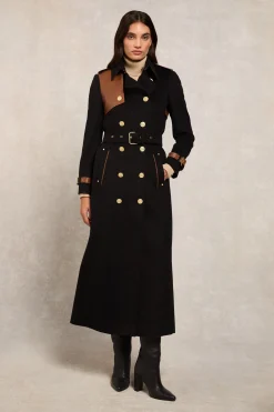 Full Length Marlborough Trench Coat (Soft Black Tan)