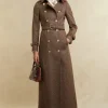 Full Length Marlborough Trench Coat (Large Scale Brown Herringbone)