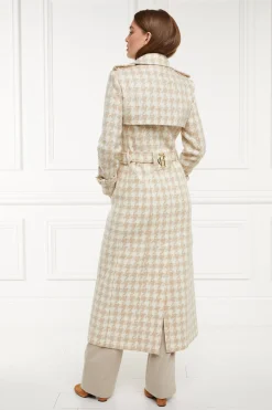 Full Length Marlborough Trench Coat (Camel Houndstooth)