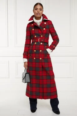 Full Length Marlborough Trench Coat (Red Tartan)