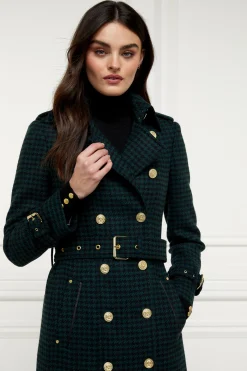 Full Length Marlborough Trench Coat (Emerald Houndstooth)
