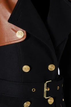 Full Length Marlborough Trench Coat (Soft Black Tan)