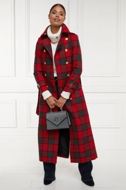 Full Length Marlborough Trench Coat (Red Tartan)