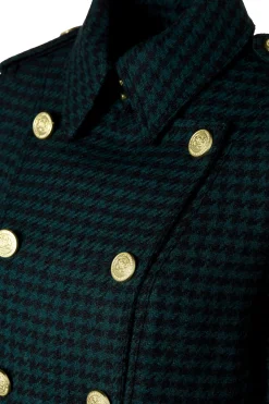 Full Length Marlborough Trench Coat (Emerald Houndstooth)