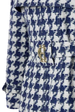 Full Length Marlborough Trench Coat (Large Scale Navy Houndstooth)