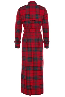 Full Length Marlborough Trench Coat (Red Tartan)