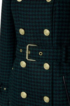 Full Length Marlborough Trench Coat (Emerald Houndstooth)