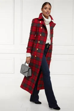 Full Length Marlborough Trench Coat (Red Tartan)