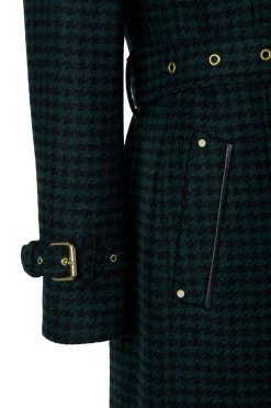 Full Length Marlborough Trench Coat (Emerald Houndstooth)
