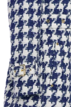 Full Length Marlborough Trench Coat (Large Scale Navy Houndstooth)