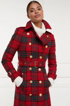 Full Length Marlborough Trench Coat (Red Tartan)
