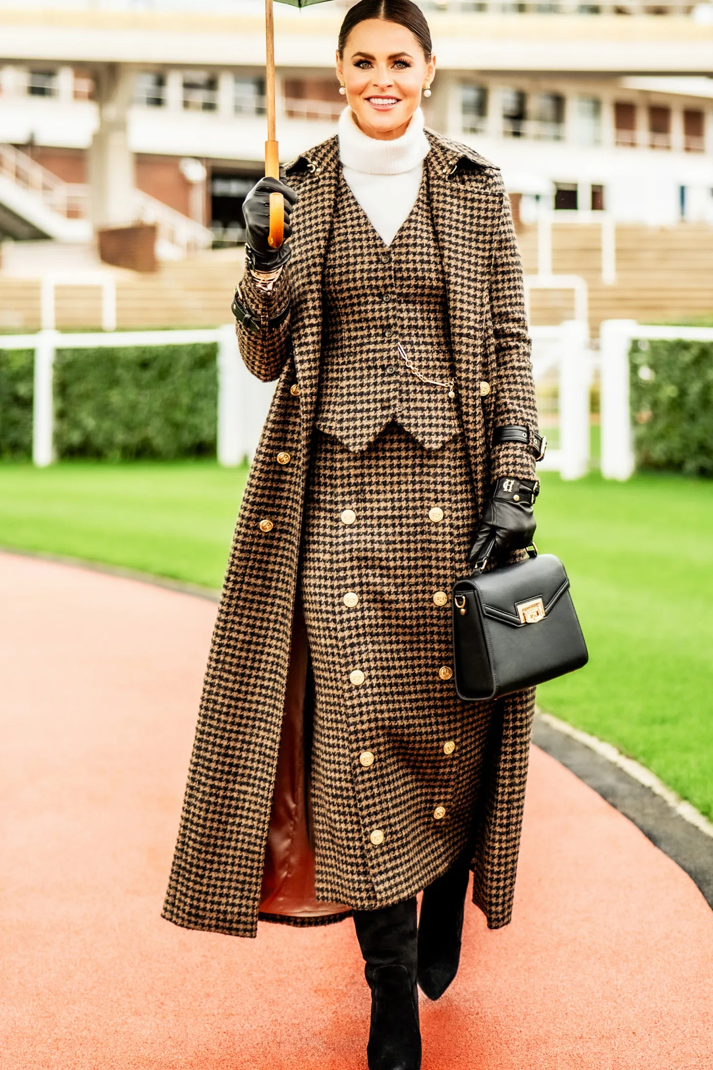 Full Length Marlborough Trench Coat (Chocolate Houndstooth)