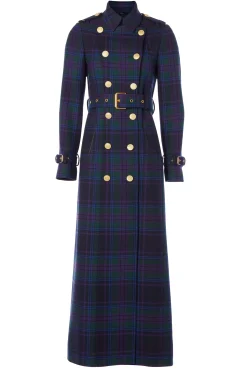 Full Length Marlborough Trench Coat (Heather Tartan)